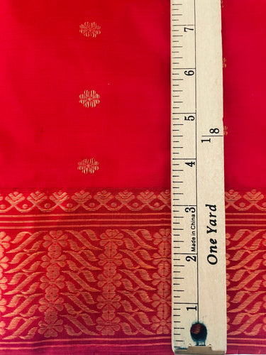 Assam Pat Mulberry Silk Saree | Red | Gold Zari | Handwoven | Silk Mark Certified | Ships from California